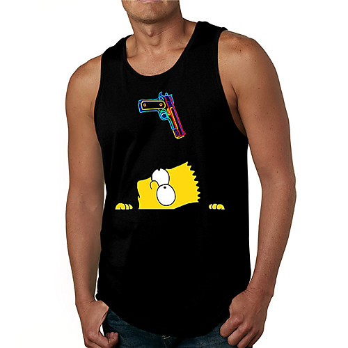 

Men's Tank Top Undershirt 3D Print Cartoon Graphic Prints Print Sleeveless Daily Tops Casual Designer Big and Tall Black