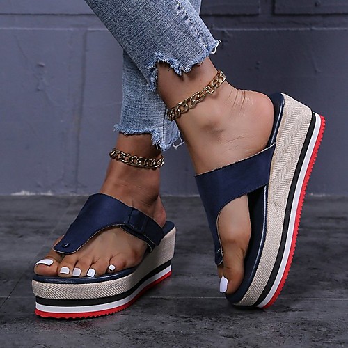 

Women's Sandals Chunky Heel Round Toe PU Red Blue White