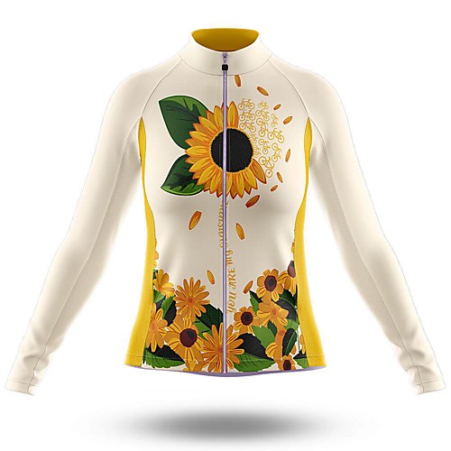 

21Grams Women's Long Sleeve Cycling Jersey Summer Spandex Polyester Ivory Floral Botanical Bike Top Mountain Bike MTB Road Bike Cycling UV Resistant Quick Dry Moisture Wicking Sports Clothing Apparel