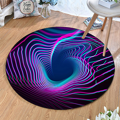 

Round 5mm Area Rugs Machine Made Polyster Non Skid Modern 3D