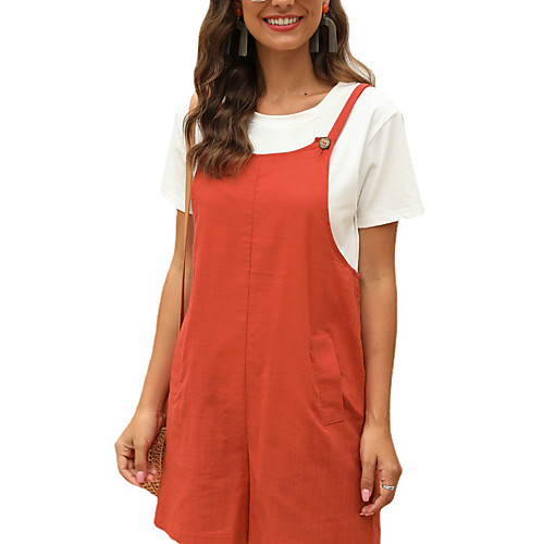 

Women's Casual 2021 Red orange Romper Solid Color