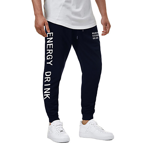 

Men's Sporty Sweatpants Outdoor Sports Sport Daily Pants Sweatpants Pants Letter Full Length Sporty Print Black Light gray Dark Gray Navy Blue