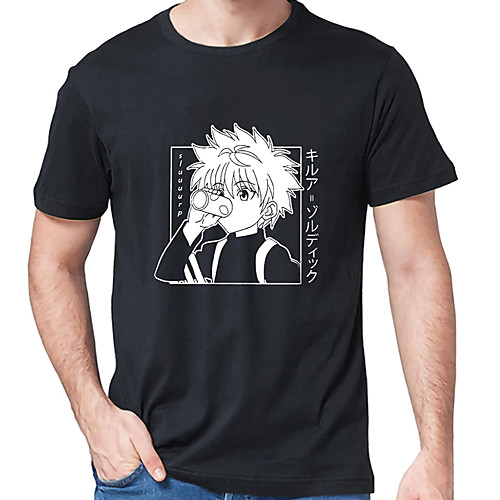 

Men's Unisex Tee T shirt Hot Stamping Cartoon Graphic Prints Plus Size Print Short Sleeve Casual Tops Cotton Basic Designer Big and Tall Black