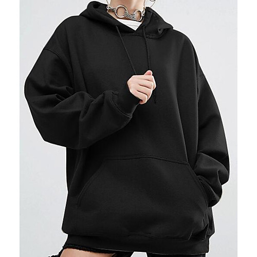 

Women's Pullover Hoodie Sweatshirt Solid Color Front Pocket Christmas Daily Casual Hoodies Sweatshirts Loose Wine Army Green Camel