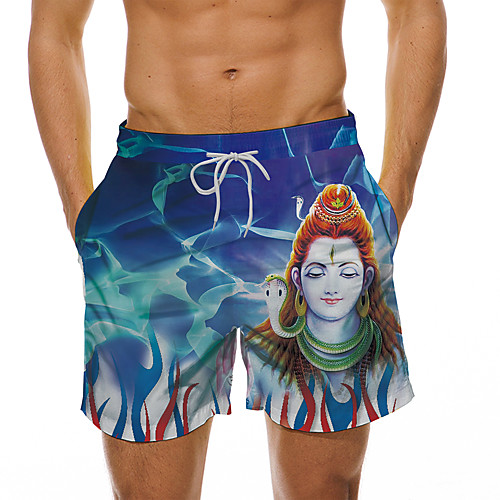 

Men's Casual Designer Quick Dry Breathable Beach Swimming Pool Bermuda shorts Board Shorts Pants Graphic Prints Short 3D Print Drawstring Elastic Waist Blue / Summer / Elasticity