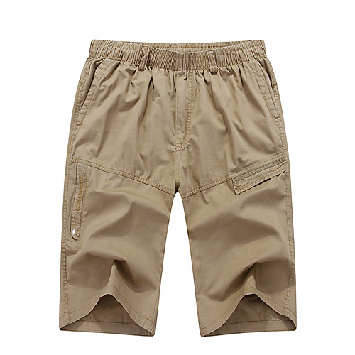 

Men's Shorts Chino Breathable Daily Going out Chinos Shorts Pants Letter Calf-Length Drawstring Pocket Black Khaki Light gray Dark Gray