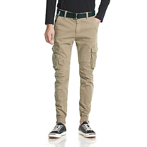 

Men's Cargo Chino Comfort Outdoor Casual Daily Pants Tactical Cargo Pants Solid Colored Full Length Split Zipper Pocket Deep Blue Army Green Black Khaki