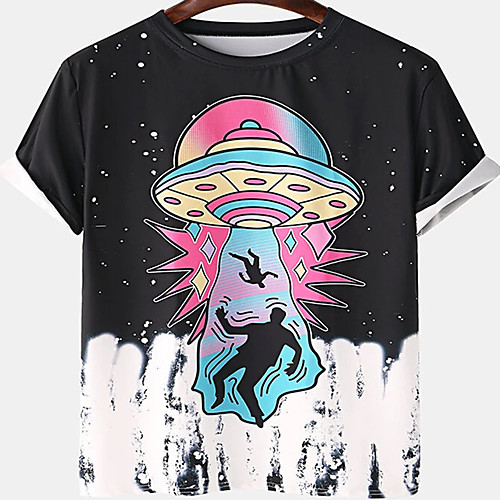 

Men's Tee T shirt 3D Print Graphic Prints Cactus Print Short Sleeve Daily Tops Casual Designer Big and Tall Black / White