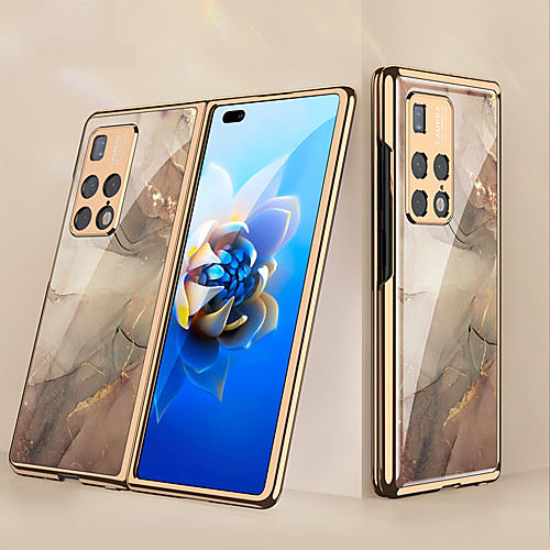 

Phone Case For Huawei Full Body Case Huawei Mate X2 Plating Pattern Lines / Waves Marble Tempered Glass PC