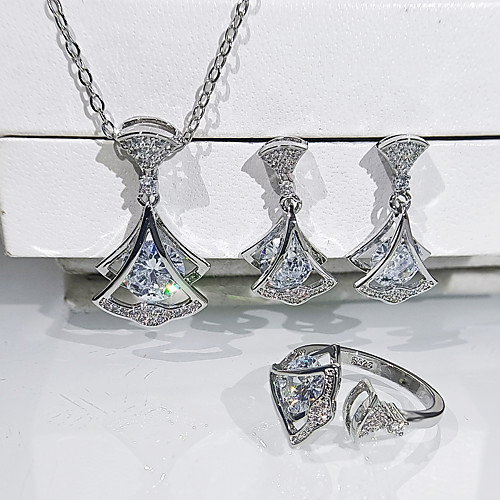 

Women's Clear Cubic Zirconia Jewelry Set Bridal Jewelry Sets Geometrical Blessed Dainty Elegant European Cute Earrings Jewelry Silver For Wedding Party Evening Gift Beach Festival 1 set