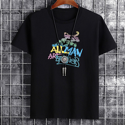 

Men's Unisex Tee T shirt Hot Stamping Graphic Prints Letter Plus Size Print Short Sleeve Casual Tops Cotton Basic Fashion Designer Big and Tall White Black Khaki
