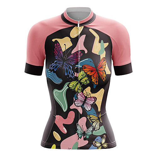 

21Grams Women's Short Sleeve Cycling Jersey Summer Spandex Pink Butterfly Bike Top Mountain Bike MTB Road Bike Cycling Sports Clothing Apparel / Stretchy / Athleisure