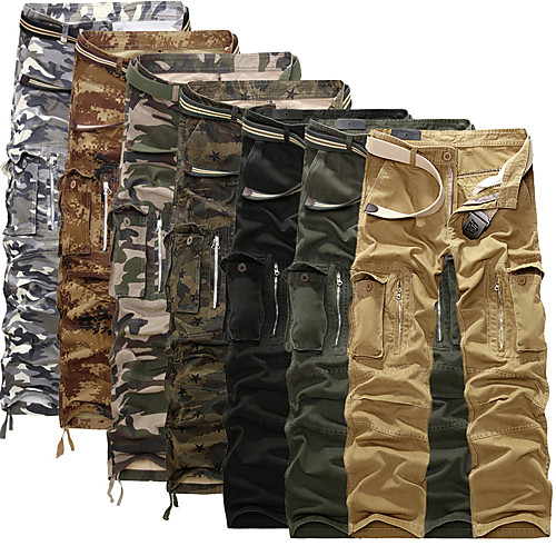 

Men's Basic Outdoor Cotton Slim Casual Daily Chinos Tactical Cargo Pants Camouflage Solid Colored Full Length Patchwork Print Yellow camouflage Army Green Khaki Camouflage Gray Black / Winter