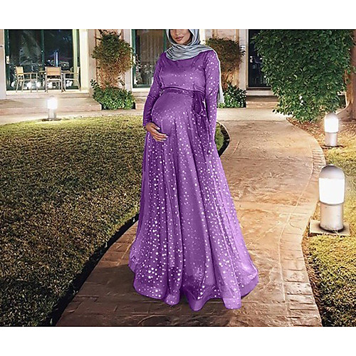 

Women's A Line Dress Maxi long Dress Golden Blue Purple Blushing Pink Black Long Sleeve Pattern All Seasons Casual 2021 S M L XL 2XL 3XL 4XL 5XL / Cotton / Cotton