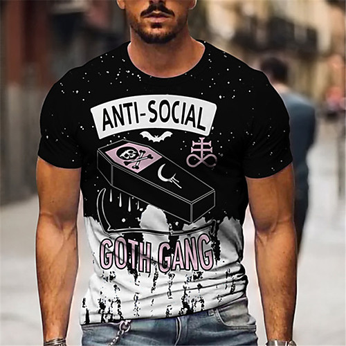 

Men's Tee T shirt 3D Print Graphic Letter Plus Size Short Sleeve Casual Tops Basic Designer Slim Fit Big and Tall A B C
