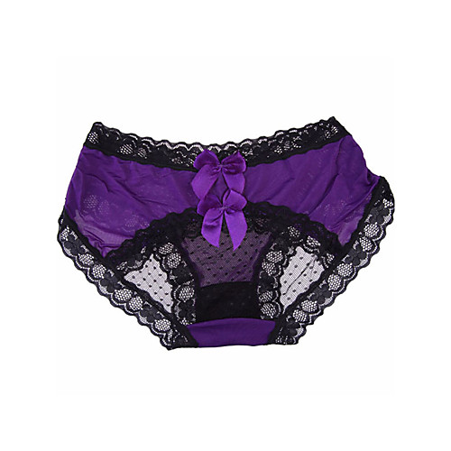 

Women's Lace Brief Micro-elastic Mid Waist 1 PC Light Blue One-Size