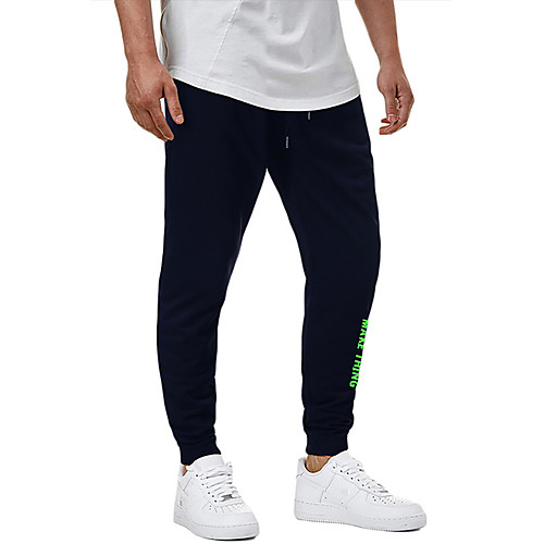 

Men's Sporty Sweatpants Outdoor Sports Sport Daily Pants Sweatpants Pants Letter Full Length Sporty Print Black Light gray Dark Gray Navy Blue