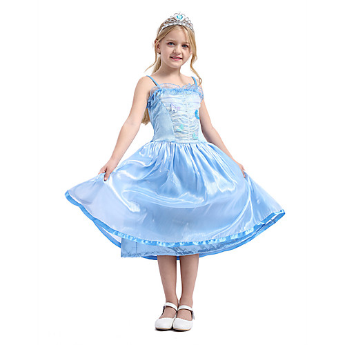 

Princess Elsa Cosplay Costume Costume Girls' Movie Cosplay Vacation Christmas Light Blue Dress Christmas Halloween Children's Day Polyester