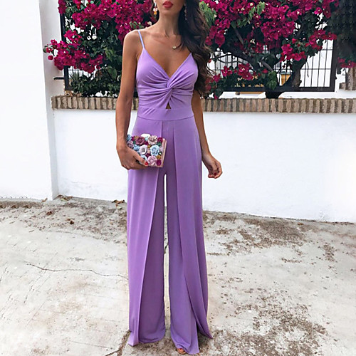 

Women's Casual / Daily 2021 Purple Jumpsuit Solid Color