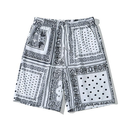 

Men's Casual Chino Quick Dry Sports Loose Sports Leisure Sports Chinos Bermuda shorts Pants Cashew nuts Bandana Short Print White / Summer / Elasticity