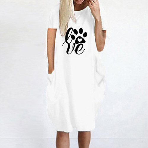 

Women's T Shirt Dress Tee Dress Knee Length Dress Blue Yellow Fuchsia Gray Green White Black Sleeveless Letter Summer Round Neck Casual Oversized 2021 S M L XL XXL 3XL 4XL 5XL