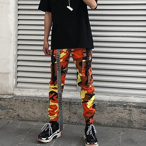 

Men's Stylish Sporty Casual / Sporty Streetwear Comfort Daily Sports Jogger Pants Jeans Tactical Cargo Trousers Pants Camouflage Full Length Drawstring Pocket Elastic Drawstring Design Black / White