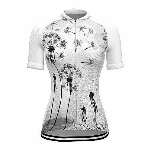

21Grams Women's Short Sleeve Cycling Jersey Summer Spandex White Floral Botanical Bike Top Mountain Bike MTB Road Bike Cycling Quick Dry Moisture Wicking Sports Clothing Apparel / Stretchy