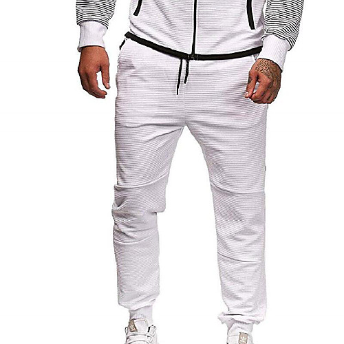 

Men's Sporty Casual / Sporty Breathable Soft Sports Weekend Pants Chinos Pants Patchwork Full Length Drawstring Elastic Waist ArmyGreen White Blue Red Black