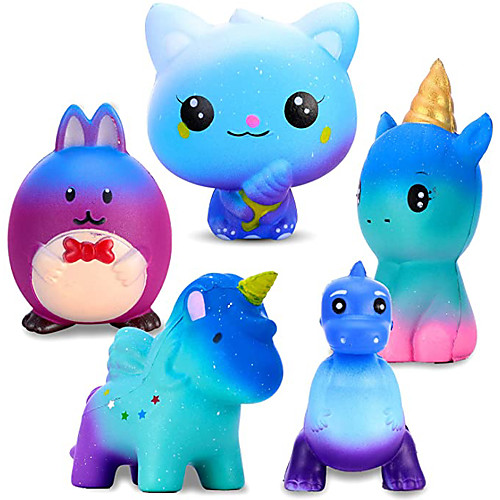 

Large Squnishies Toy Gifts 3 Pcs Including Cat Rabbit Elf Unicorn Dinosaur Starry Blue Giant Squeeze Kawaii Toy Creamy Scented Soft Rebound Stress Reliever Sensory Toys Gift for Kids