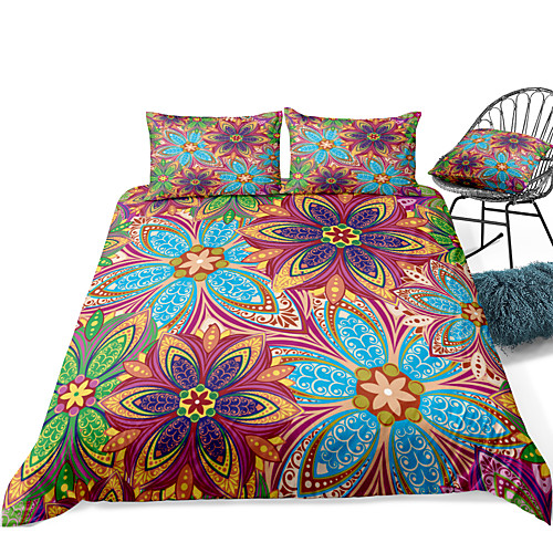 

Duvet Cover Sets 3 Piece Rayon / Polyester 3D Rainbow Reactive Print Bohemian Style