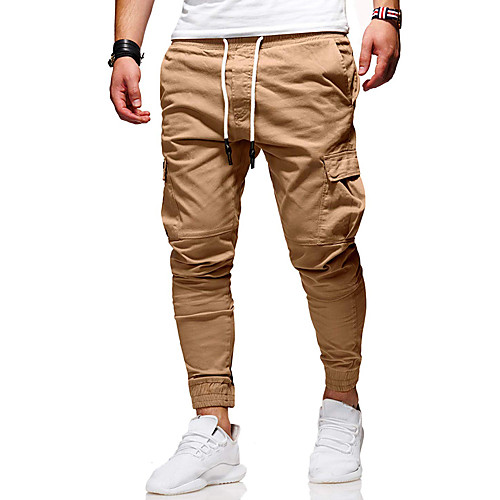 

Men's Casual / Sporty Breathable Sports Sport Casual Chinos Sweatpants Pants Solid Color Full Length Pocket Elastic Drawstring Design ArmyGreen Black Khaki Dark Gray Gray