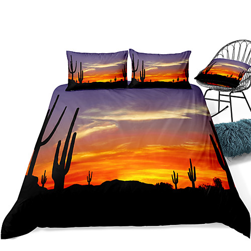 

Duvet Cover Sets 3 Piece Rayon / Polyester 3D Rainbow Reactive Print Bohemian Style