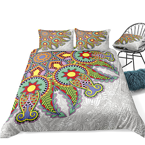 

Duvet Cover Sets 3 Piece Rayon / Polyester 3D Rainbow Reactive Print Bohemian Style