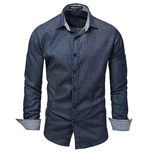 

Men's Shirt Paisley Button-Down Long Sleeve Casual Tops 100% Cotton Lightweight Casual Fashion Breathable Blue