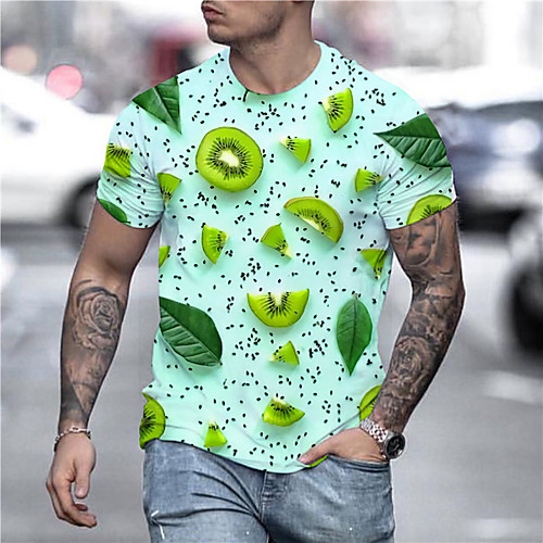 

Men's Tee T shirt Shirt 3D Print Graphic Prints Fruit Print Short Sleeve Daily Tops Casual Designer Big and Tall Green