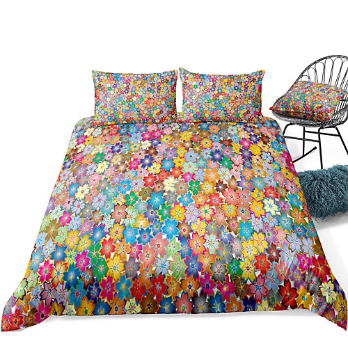 

Duvet Cover Sets 3 Piece Rayon / Polyester 3D Rainbow Reactive Print Bohemian Style