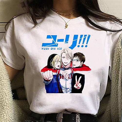 

Inspired by Yuri on Ice Cosplay Anime Cartoon Polyester / Cotton Blend Print Harajuku Graphic Kawaii T-shirt For Women's / Men's