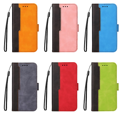 

Flip Wallet Leather Case For iPhone 12 Pro Max 11 SE 2020 X XR XS Max 6 7 8 Plus Stitching Color Magnetic Flip Folio Full Body Protective Cover with Card Slots Kickstand