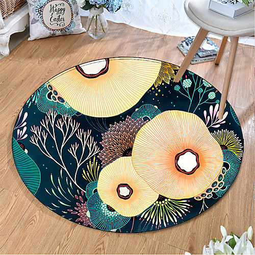 

Round 5mm Area Rugs Machine Made Polyster Non Skid Modern 3D