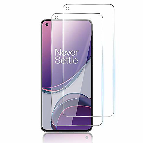 

elyco tempered glass protective film for oneplus 8t, [2 pieces] 9h hardness tempered glass tempered glass film bubble-free anti-oil / anti-scratch / anti-fall screen protector for oneplus 8t