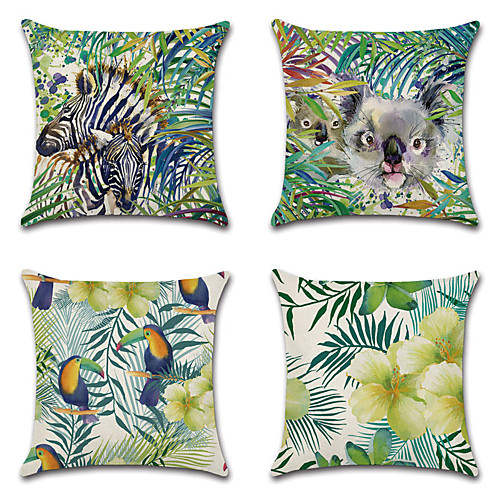 

Tropical Double Side Cushion Cover 4PC Soft Decorative Square Throw Pillow Cover Cushion Case Pillowcase for Bedroom Livingroom Superior Quality Machine Washable Outdoor Cushion for Sofa Couch Bed Chair