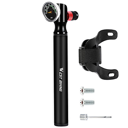 

Mini Bike Pump Inflated For Road Bike Mountain Bike MTB Folding Bike Recreational Cycling Cycling Bicycle Aluminum Alloy Black