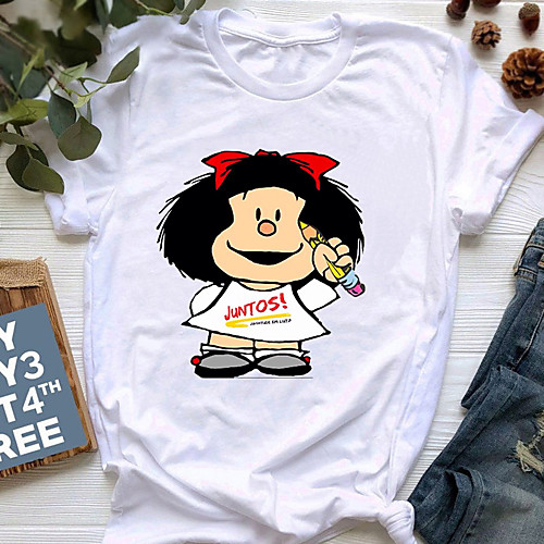 

Inspired by Mafalda Cosplay Anime Cartoon Polyester / Cotton Blend Print Harajuku Graphic Kawaii T-shirt For Women's / Men's