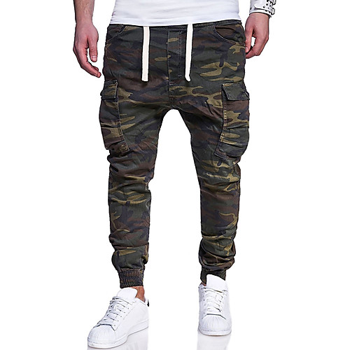 

Men's Sporty Chino Quick Dry Breathable Outdoor Sports Sport Casual Pants Chinos Pants Camouflage Full Length Camouflage Green