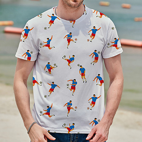 

Men's Tee T shirt Shirt 3D Print Graphic Prints Football Print Short Sleeve Daily Tops Casual Designer Big and Tall White / Summer