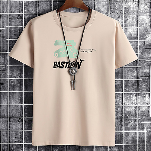 

Men's Unisex Tee T shirt Hot Stamping Graphic Prints Letter Plus Size Print Short Sleeve Casual Tops Cotton Basic Fashion Designer Big and Tall White Black Khaki