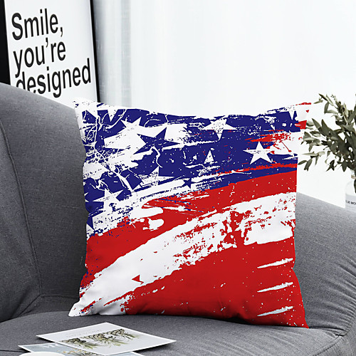 

1 Pc Polyester Pillow Cover Pillow Cover Flag Geometric 3D Simple Square Zipper Traditional Classic