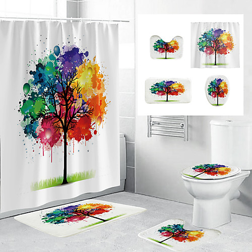 

Waterproof Fabric Shower Curtain Bathroom Decoration and Modern and Geometric and Floral / Botanicals 72 Inch