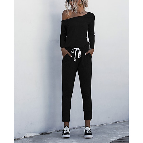 

Women's Casual 2021 Red Wine Gray Black Jumpsuit Solid Color