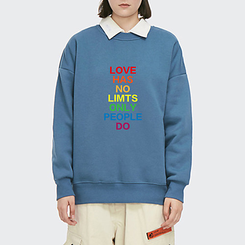 

Women's Pullover Sweatshirt Letter Print Daily Other Prints Basic Hoodies Sweatshirts Loose Blue Blushing Pink White